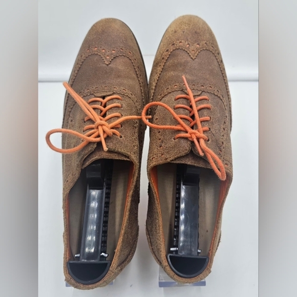 Cole Haan Alisa LunarGrand Wingtip Oxford Brown Suede Orange Sole  Size 6.5 B - Picture 2 of 8